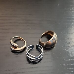 Elegant Silver and Gold Ring Set